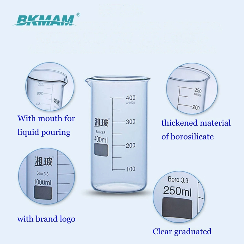 High Quality Clear Glass Beaker 50ml to 1000ml for Science and School Use