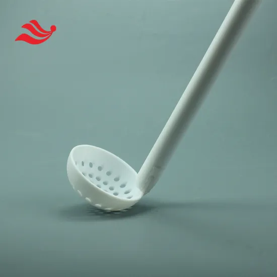 PTFE Laboratory Vessel Tools Long Handle Scoop with Hole PTFE Customized Labware Product